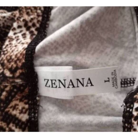 ZENANA SNAKESKIN PRINT BRUSHED MICROFIBER TOP & LEGGINGS SET - COLOR: Tan Brown - Picture 6 of 8